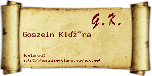 Goszein Klára névjegykártya